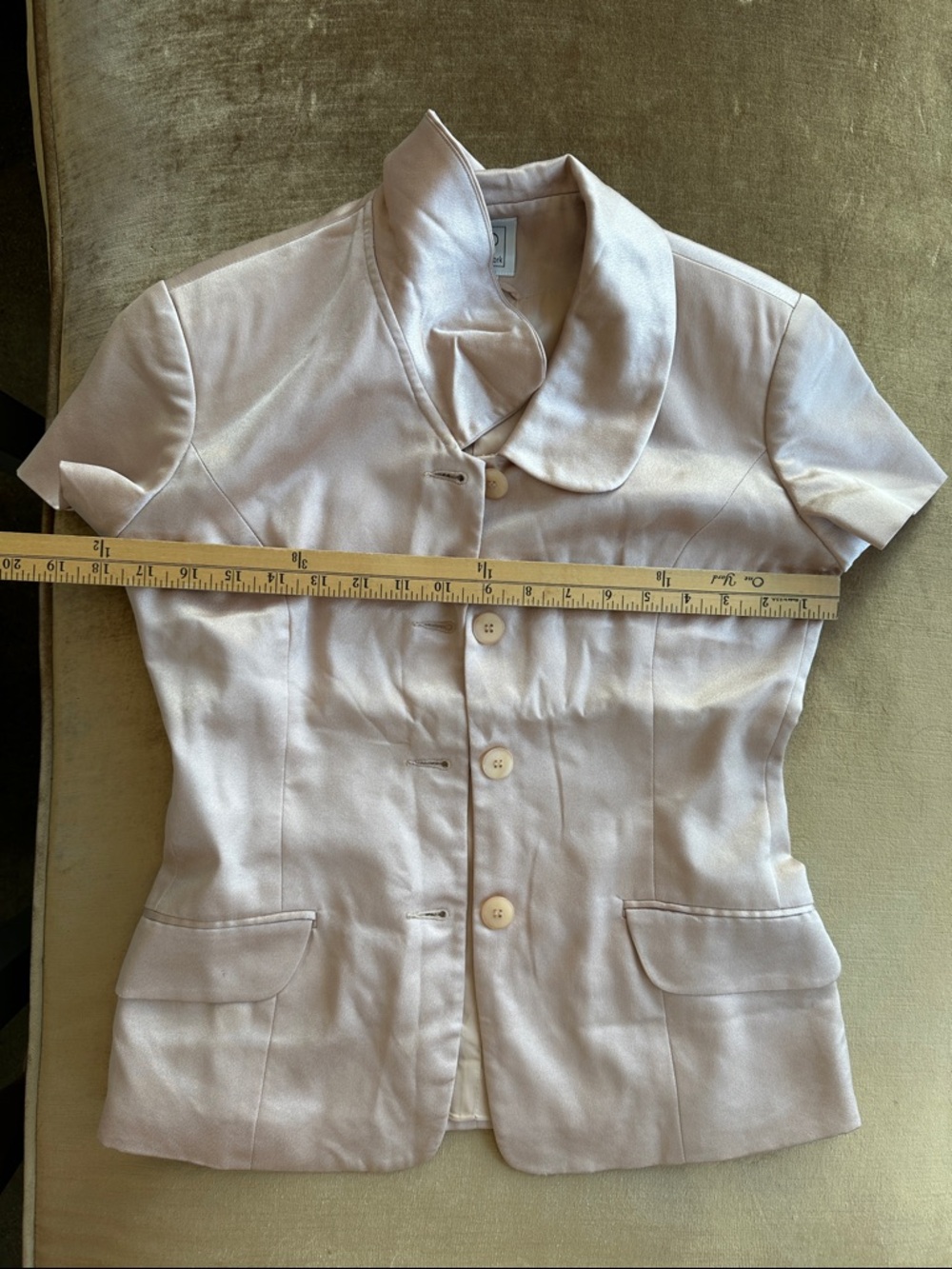 1990 Spring Summer Preppy Jacket Short sleeve Pastel Powder Lined sz 2/4 Satin - Picture 10 of 11